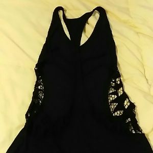 Black patterned Maxi dress sz Small or swim cover